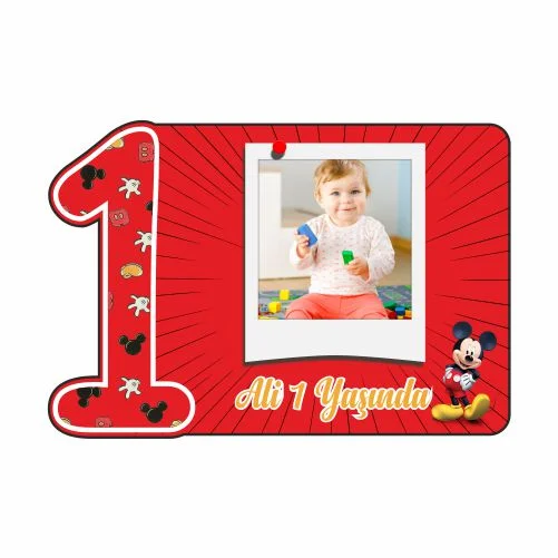 1 Yaş - Mickey Mouse Temalı Doğum Günü Magneti